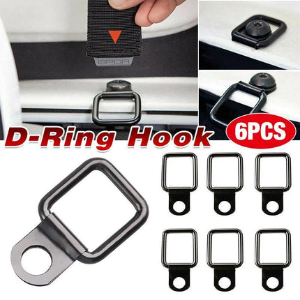 6PCS Black Heavy Duty Fixing Point Anchor Eye Tie Down Lashing Loop D-Ring Hook - Aimall