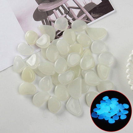 UP TO 500X Pebbles Stone Glow in the Dark Rock Fish Tank Stones Garden Road - Aimall