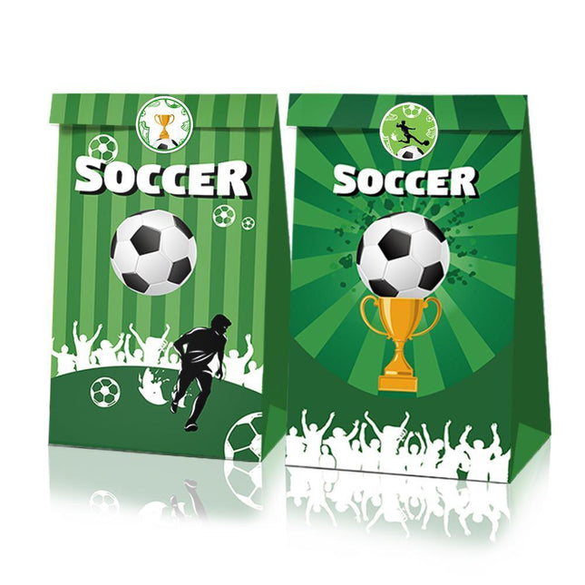 Fashion Football Sport Gift Bags Green Kraft Paper Sticker Set Party Favor Bags