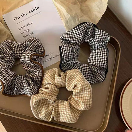 Women Large Scrunchies Plaid Hair Bands Elastic Hair Tie Rope Ring Ponytail Gift - Aimall