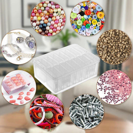 31PCS Plastic Home Storage Box Transparent Desktop Organizer Jewelry Beads Box