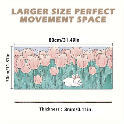 Flower Mouse Pad Oversized Keyboard Desk Pad for Office and Study Work Area