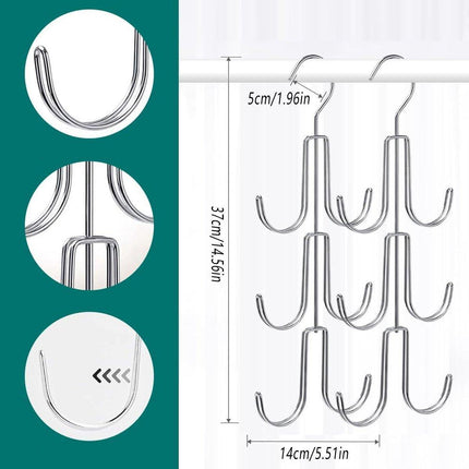 2X Purse Hanger Organizer for Closet Purses 6Storage Capacity Hook Wardrobe Rack