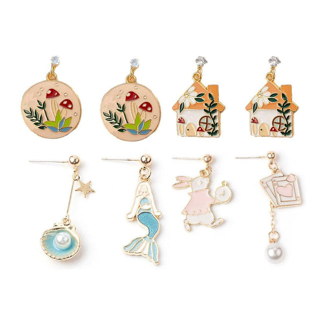 Geometric Cartoon Earrings Cute Fun Fashion Jewelry Gift for Daily Wear