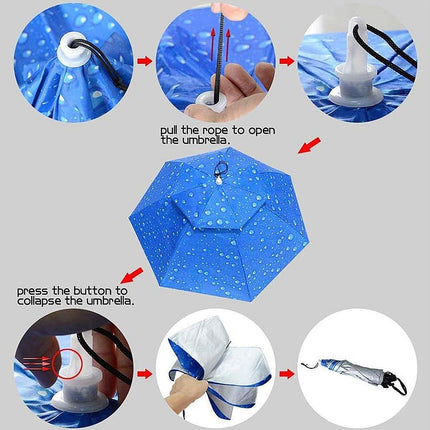 2-Layer Outdoor Foldable Sun Umbrella Hat Fishing Camping Headwear Cap Head Hat