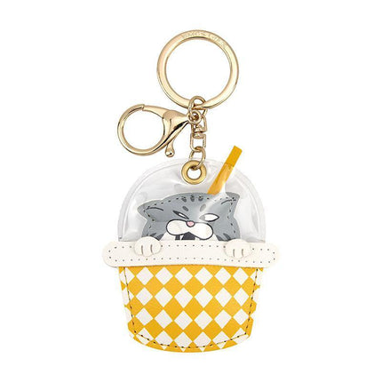 Cartoon Cute Keychain Milk Tea Cup Cute animal Milk Tea Key chain - Aimall