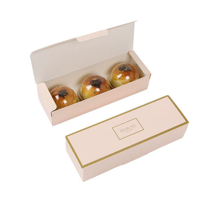 25pcs Long Strip Clamshell Packaging Box 3-Compartment Dessert Storage Box