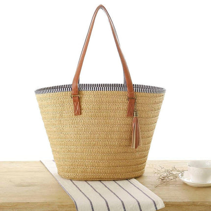 Simple Fashion Woven Straw Bag Beach Tote Bag Summer Handbag for Women Travel