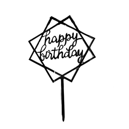 Elegant Acrylic Happy Birthday Cake Topper Decoration Card for Party Supplies