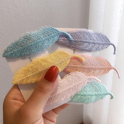 For Women Sweet Leaf Gradient Color Cute Hairpins Barrettes Side Clip Hair Clip - Aimall