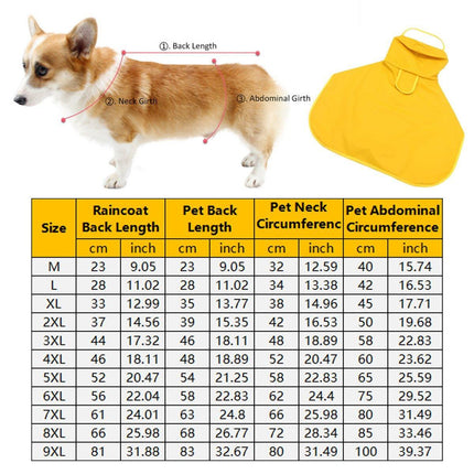 Yellow Dog Raincoat Pet Clothing Waterproof Jacket Outdoor Dog Supplies for Rain