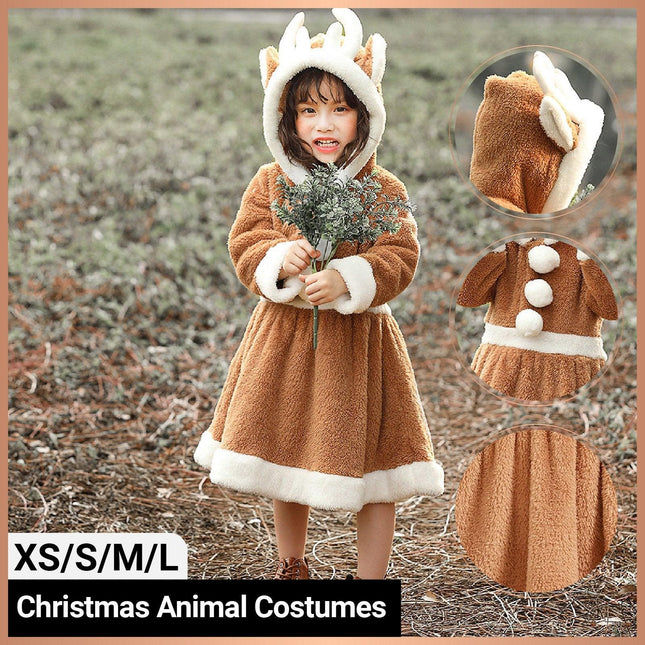 Christmas Kids Elk Dress Costume Holiday Party Outfit Children's Clothing - Aimall