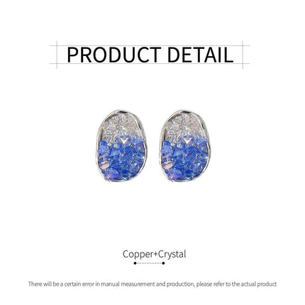 Retro Blue Crystal Earrings Fashion Jewelry Sea Salt Silver Needle Design