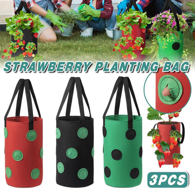 3pcs Hanging Planter Bags for Strawberry Growing Horticultural Nursery Use