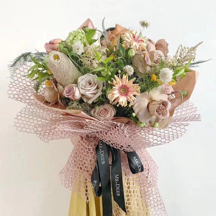5 Rolls Hole Mesh Floral Paper Bouquet Wrapping Paper Floral Gauze Material