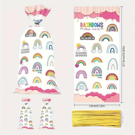 150PCS Rainbow Series Candy Bag Children's Birthday Party Gift Bag Christmas