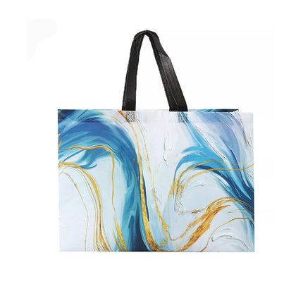25xFashion Non Woven Tote Bags Reusable Shopping Bags Clothing Store Blue