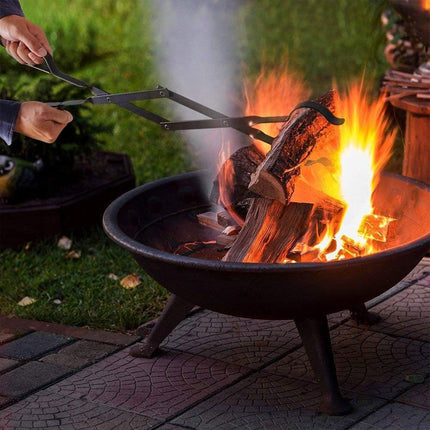 Folding Fireplace Tongs Grip Fire Pit Pliers Outdoor Indoor Fire Tools Durable