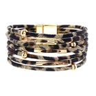 Fashion Magnetic Leather Bohemian Leopard Print Bangle Trendy New Bracelet Gift - Aimall
