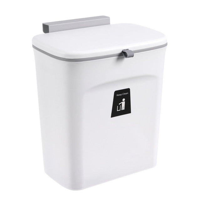 Wall Mounted Kitchen Trash Can with Sliding Lid Hanging Waste Bin for Household