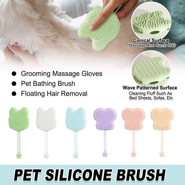 Double Hand Cat Bath Gloves Hair Removal Comb Grooming Floating Hair