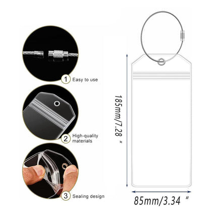 2/10PCS Cruise Ship Luggage Tags Holders Zip Pouch Keyring Steel Wire Cable