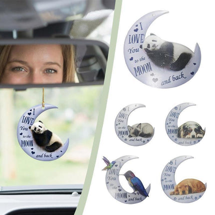 Animal in the Moon Hanging Ornament Car Rear View Mirror Gift Pendant Home - Aimall