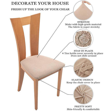 Stretch Dining Room Chair Seat Covers Slip Jacquard Removable Washable Slipcover - Aimall