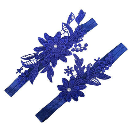 4pcs Blue Lace Garter Set Elegant Leg Loop Garters for Women Bridal Accessories
