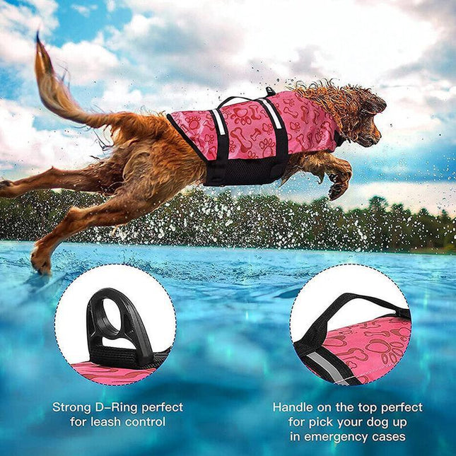 Dog Life Jacket Pet Safety Vest Swimming Boating Float Aid Buoyancy Lifesaver Red - Aimall
