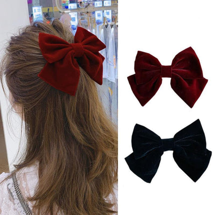 Ornaments Korean Style Hair Clip Hair Clip Women Hair Pins Velvet Bow Barrettes - Aimall