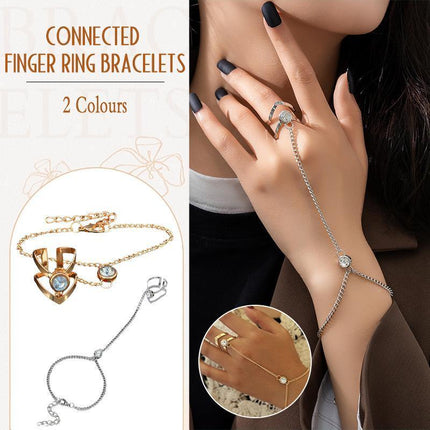 Geometric Hollow Arrow Ring Bracelet Integrated Creative Finger Chain Set Chain - Aimall