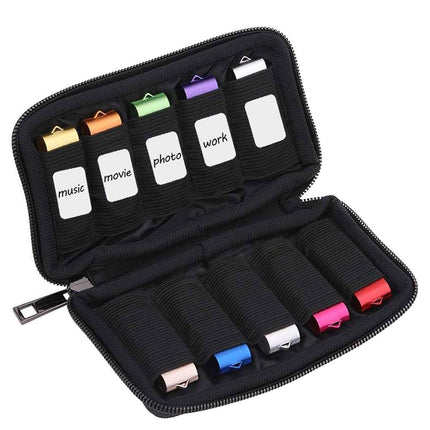 3PCS Large Capacity USB Flash Drive Storage Case Portable Black U Disk Bag