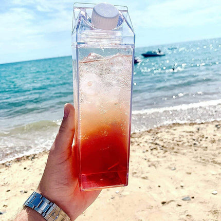 4pcs Large Capacity Square Mug Transparent Plastic Water Juice Drinking Cups