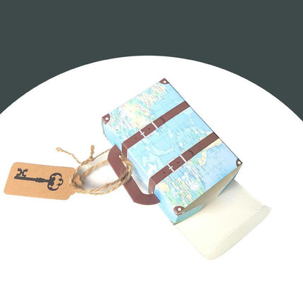 50PCS Vintage Travel Map Candy Boxes Gift Packaging Retro Luggage Design Party