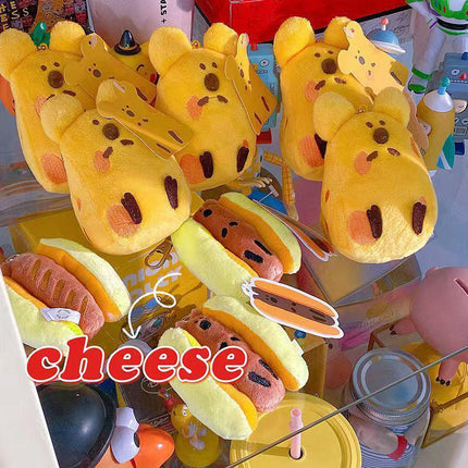 Cute Cartoon Plush Cheese Dog Doll Keychain Hanging Ornaments Bag Decoration - Aimall