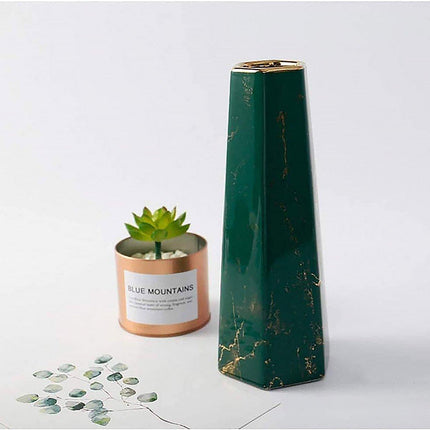 Marbled Ceramic Vase Simple Home Living Room Decor Flower Arrangement Piece