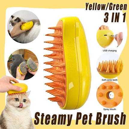 Electric Pet Hair Brush 3 in 1 Steamy Dog Cat Hair Grooming Bath Spray Tool