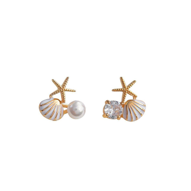 Asymmetrical Starfish Stud Earrings for Women Unique Fashion Jewelry Gift Set