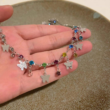 Colorful Butterfly Necklace Women Summer Fashion Exquisite Collarbone Chain