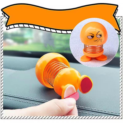Emoji Car Expression Decoration Shaking Head Auto Cartoon Ornament Spring Swing - Aimall