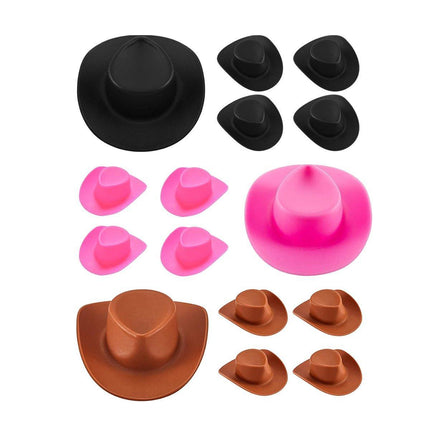 50PCS Mini Toy Cowboy Hats for Dolls Plastic Western Party Decoration Accessory