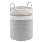 Woven Cotton Rope Storage Basket Foldable Laundry Bin Bamboo Clothes Organizer