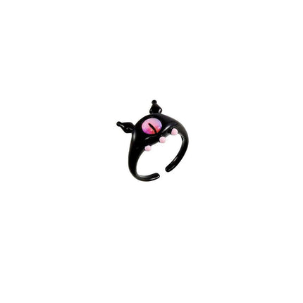 Small Monster Open Ring Women's Cute Kitten Black Cat Monster Celebrity Sweet Ring