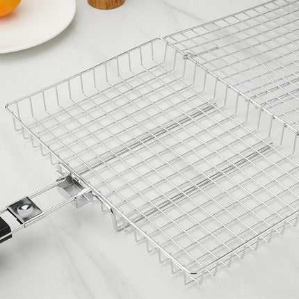 Barbecue Grilling Basket Portable Folding Stainless Steel Grill BBQ Food Holders