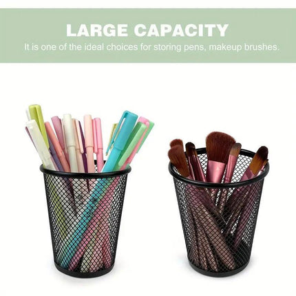 4pcs Round Pen Holder Bucket Desktop Organiser Simple Storage Container Office