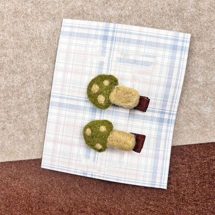 Autumn Winter Mushroom Felt Hair Clip Soft Wool Cute Style Hair Accessories