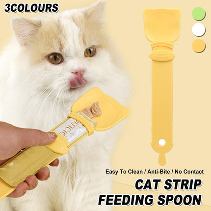 Cat Strip Scoop Squeezer Feeder Snack Spoon Easy Cat Feeding Treats