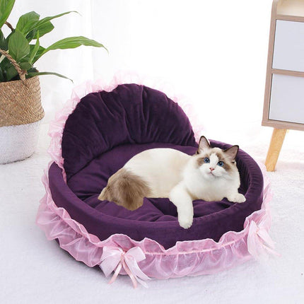 Princess Pet Kennel Soft Comfortable Cat and Dog Bed House for Small Pets