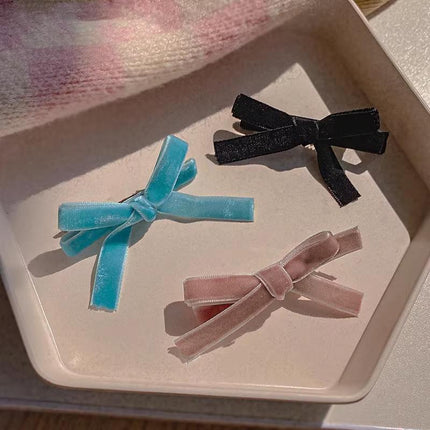 2PCS Bow Children's Hair Clip Flocking Velvet Hair Clip Sweet Hairpin Girls Gift - Aimall